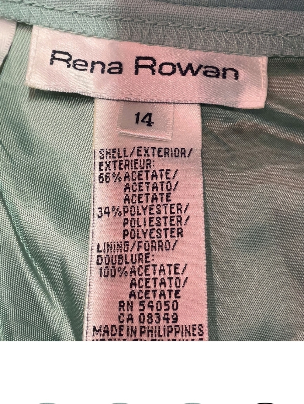 Rena Rowan Mint Green Straight-Leg Chinos - Picture 4 of 4